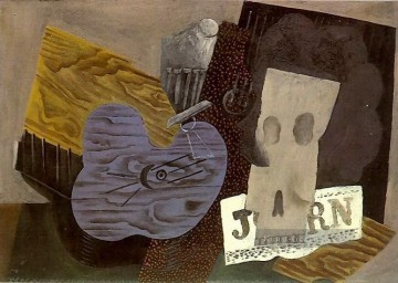 Pablo Picasso Werke - Guitare Crane et journal 1913 kubismus Pablo Picasso